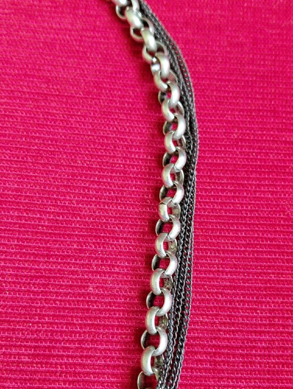 Bronze Feather Pendant Multi-Strand Necklace in Antique Silver and Gunmetal - Picture 7 of 8